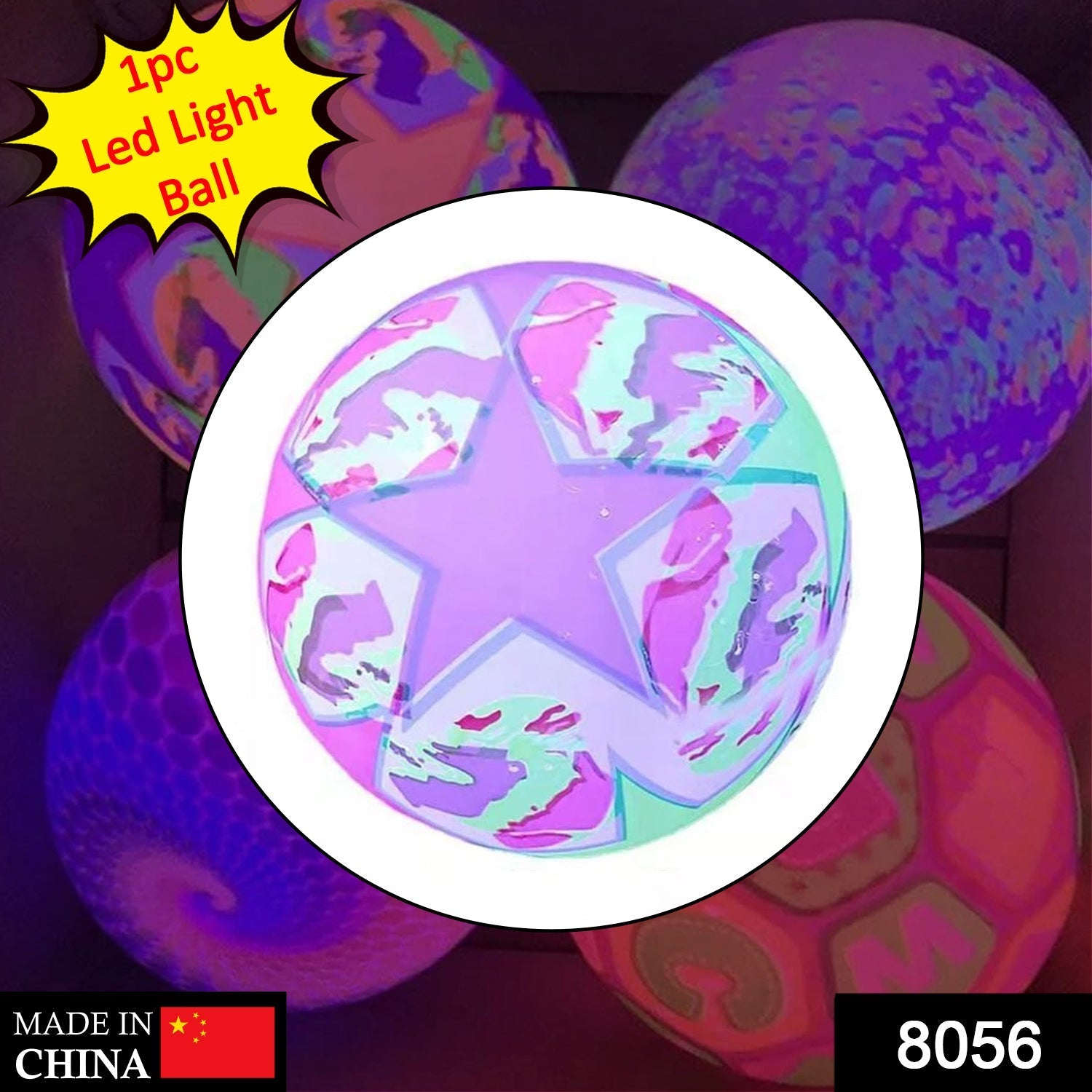 Close-up of the LED rubber stress ball, highlighting its design and lighting effects Close-up of the LED rubber stress ball, highlighting its design and lighting effects